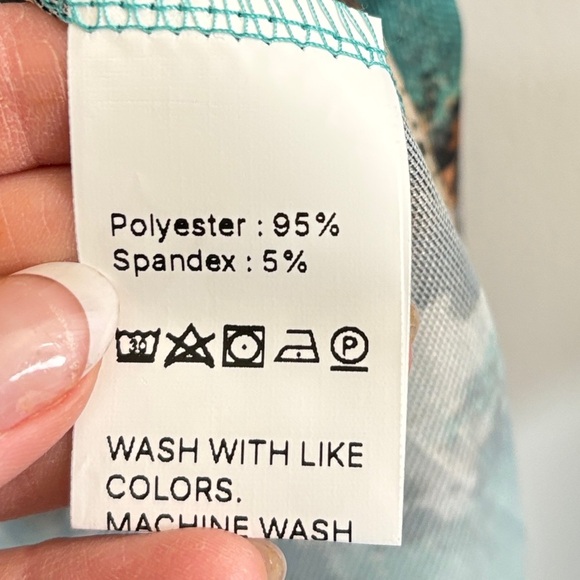 Blue and Brown Fitted Long Sleeve Blouse - Picture 4 of 4